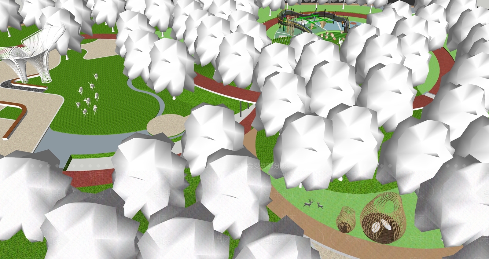 现代景观公园SU模型下载【ID:1172515641】