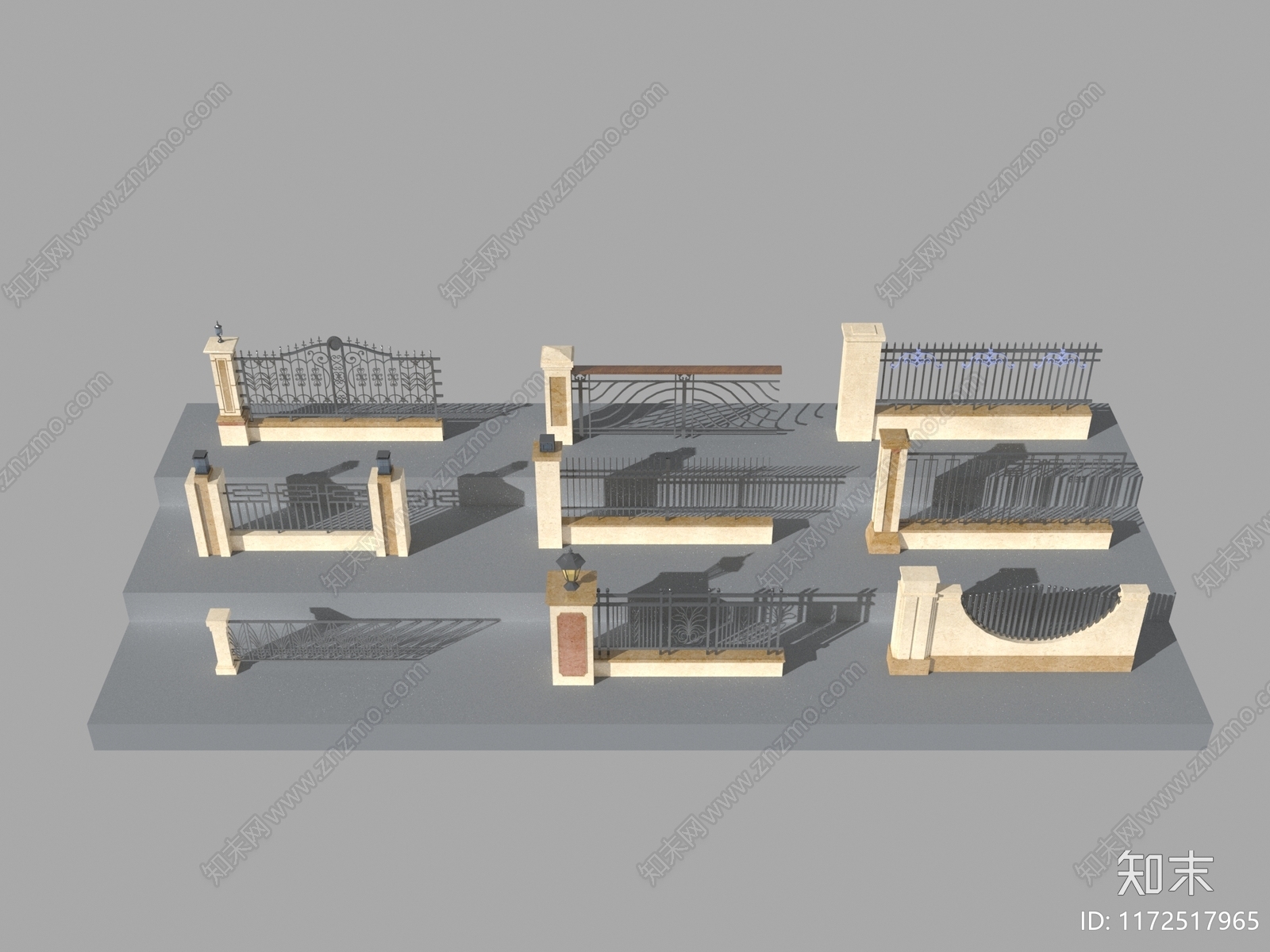 新中式欧式围墙3D模型下载【ID:1172517965】