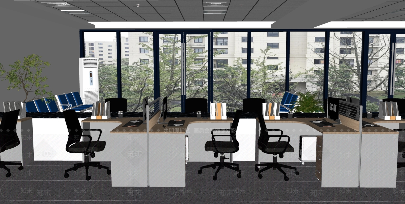 现代办公大堂SU模型下载【ID:1172518934】