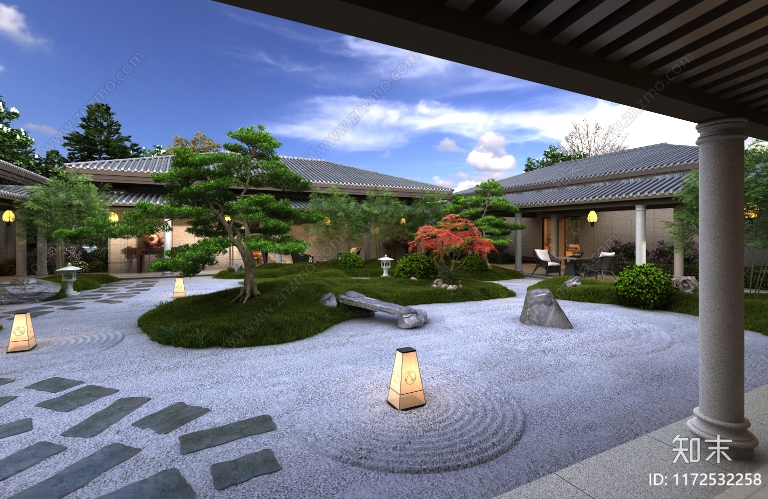 中式禅意庭院3D模型下载【ID:1172532258】