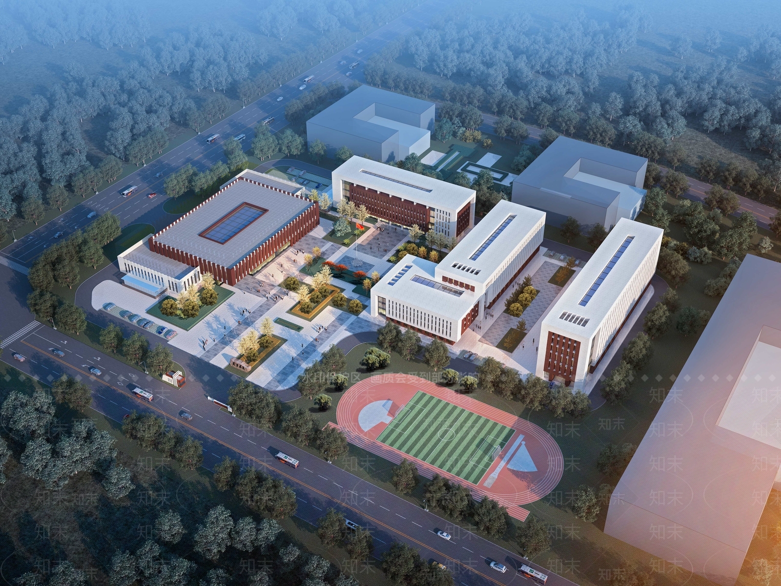 现代简约学校建筑SU模型下载【ID:1172538474】