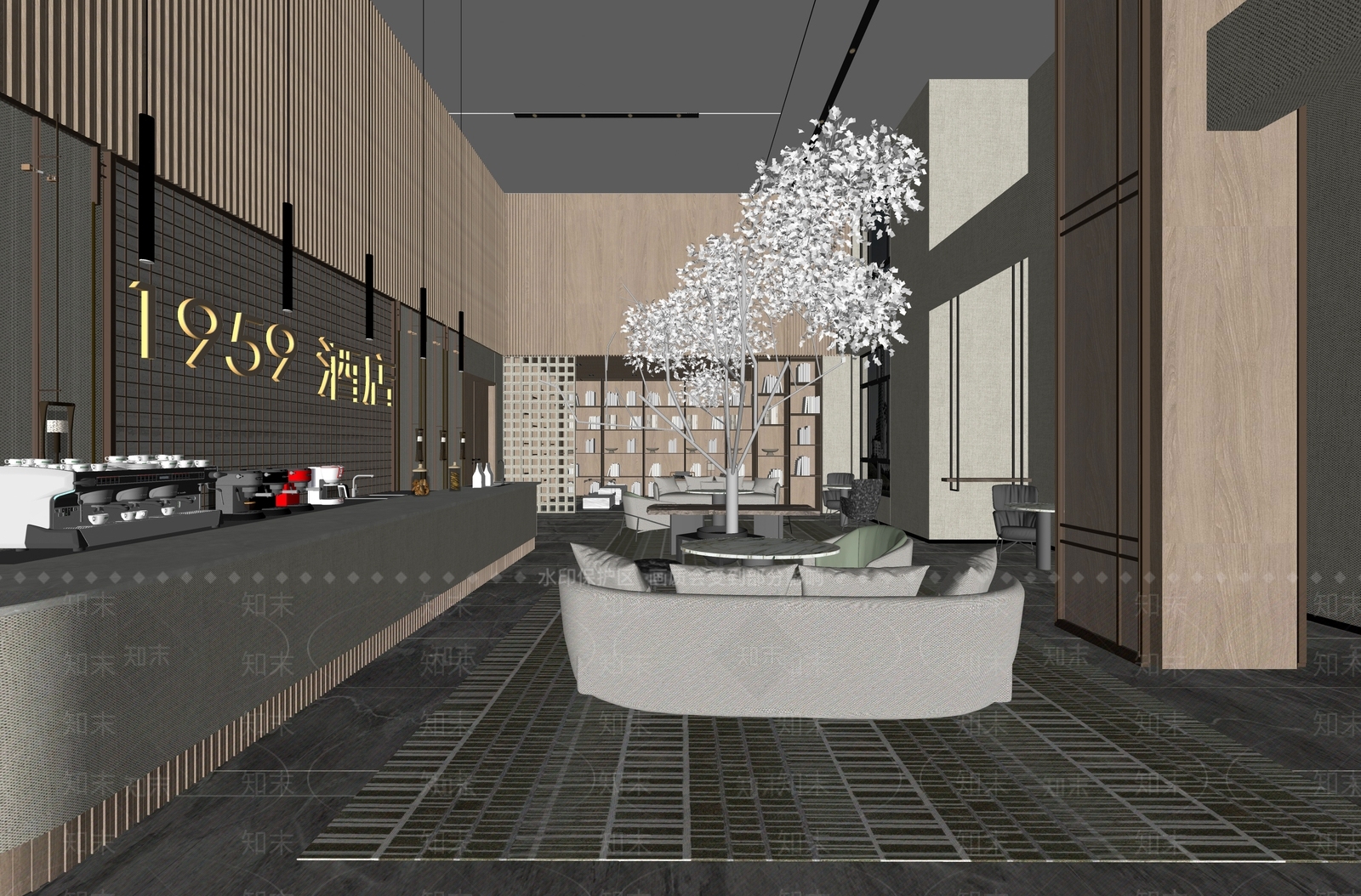 现代酒店大堂SU模型下载【ID:1172555845】