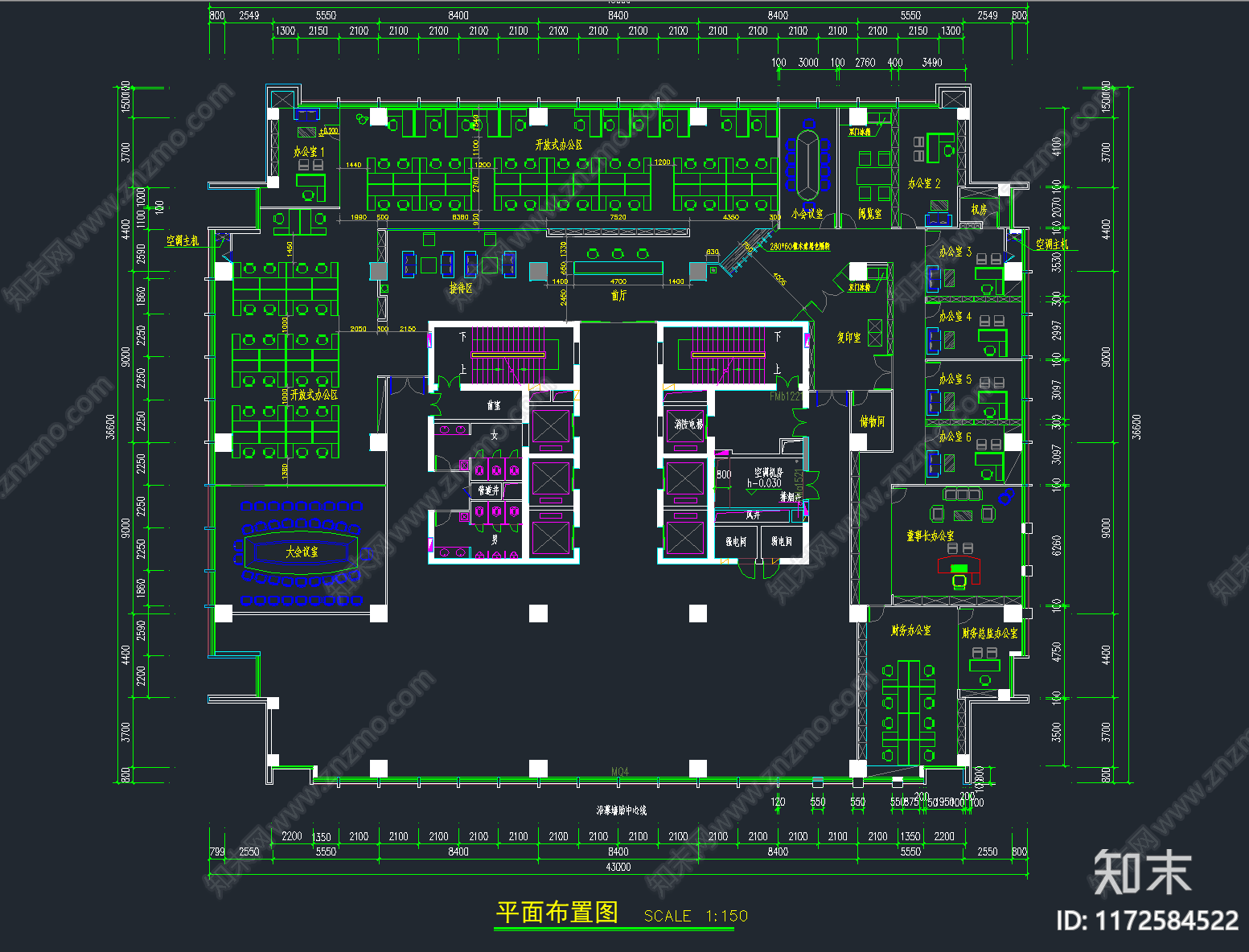 32套最新办公空间办公室CAD施工图平面图施工图下载【ID:1172584522】