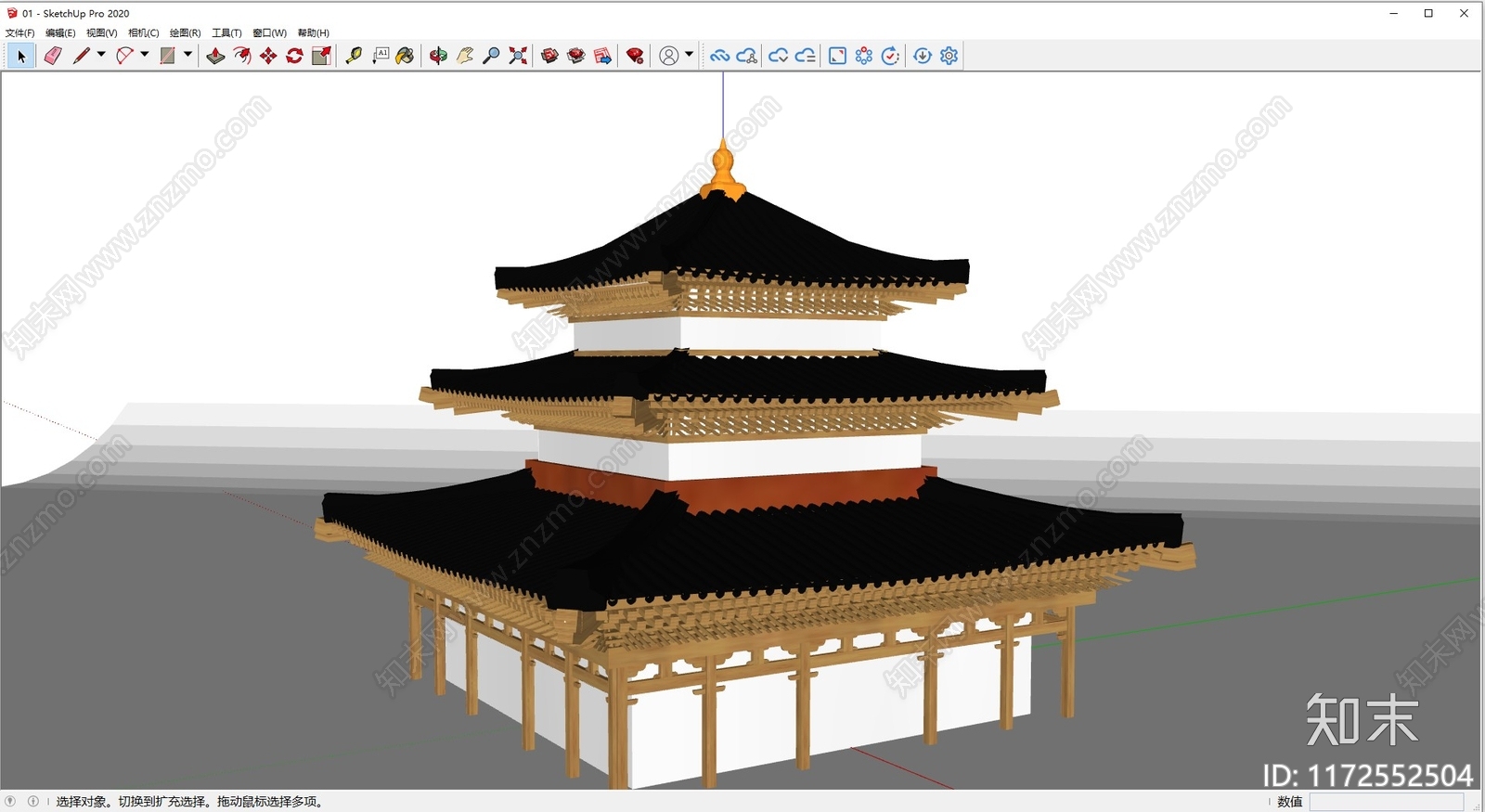 现代古建筑SU模型下载【ID:1172552504】