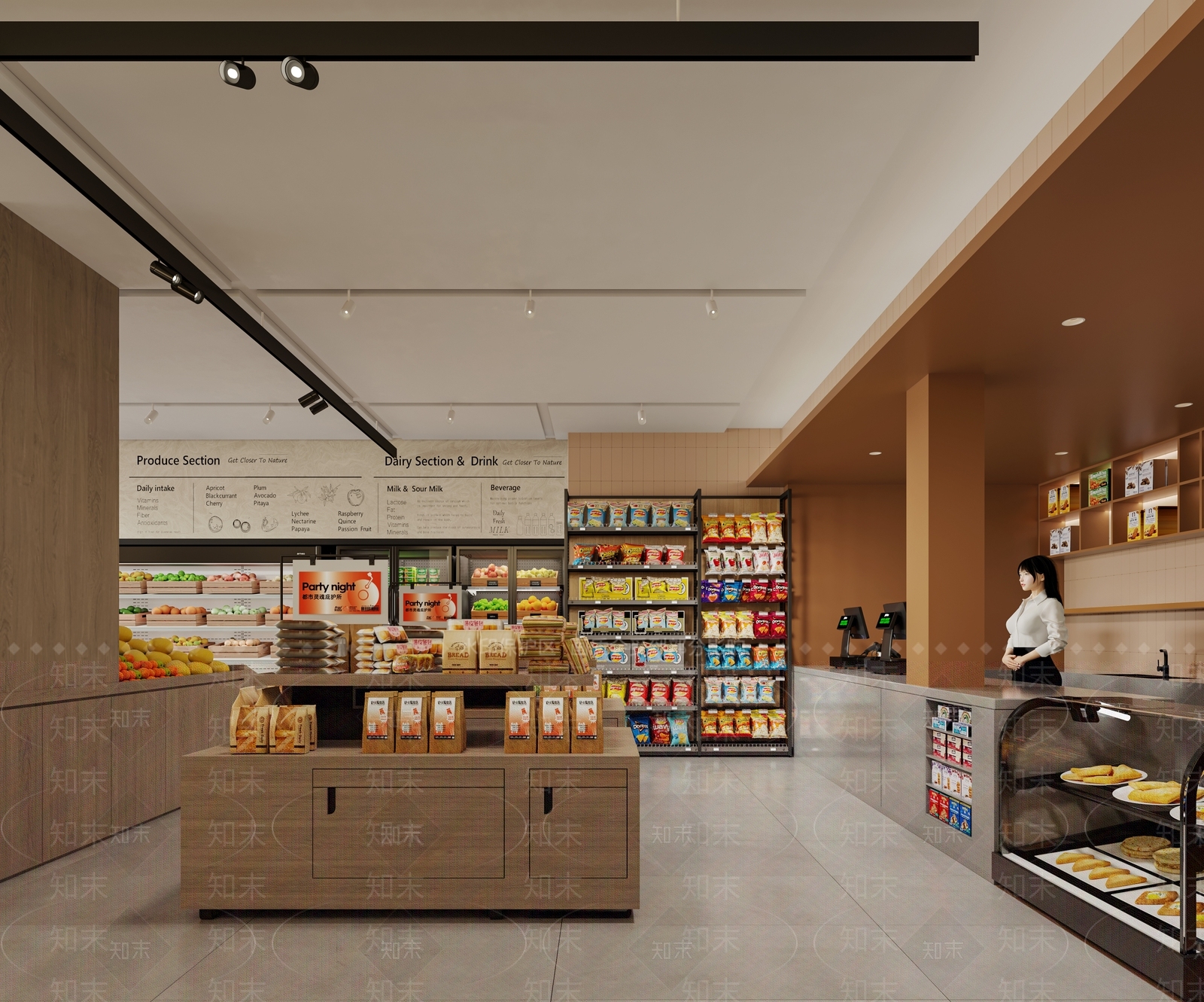 现代水果店3D模型渲染效果图