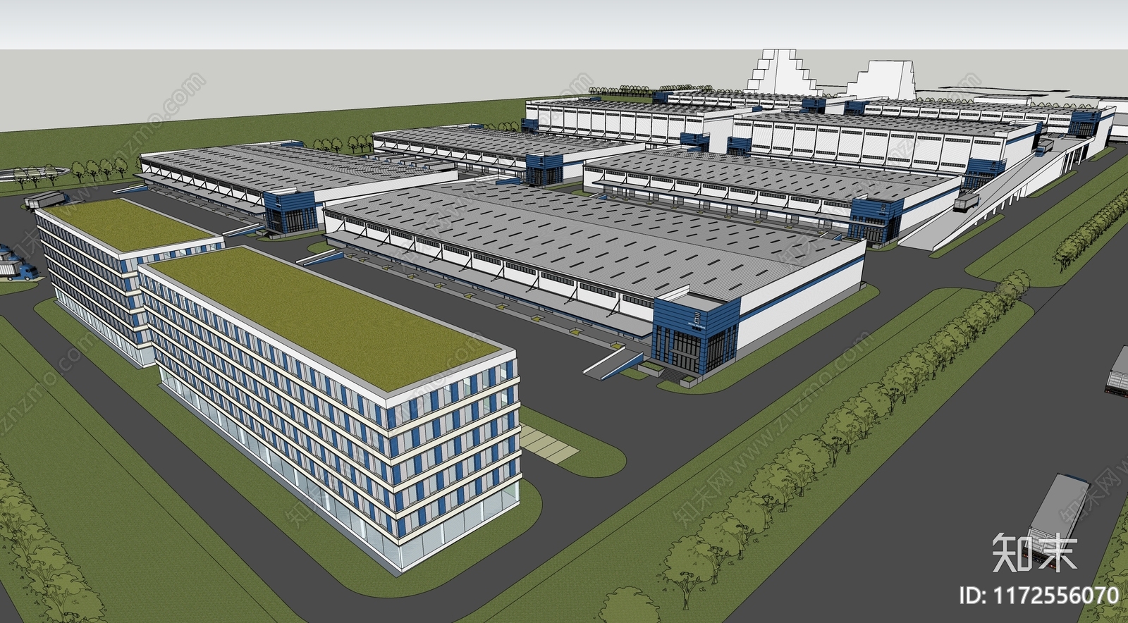 现代厂房SU模型下载【ID:1172556070】