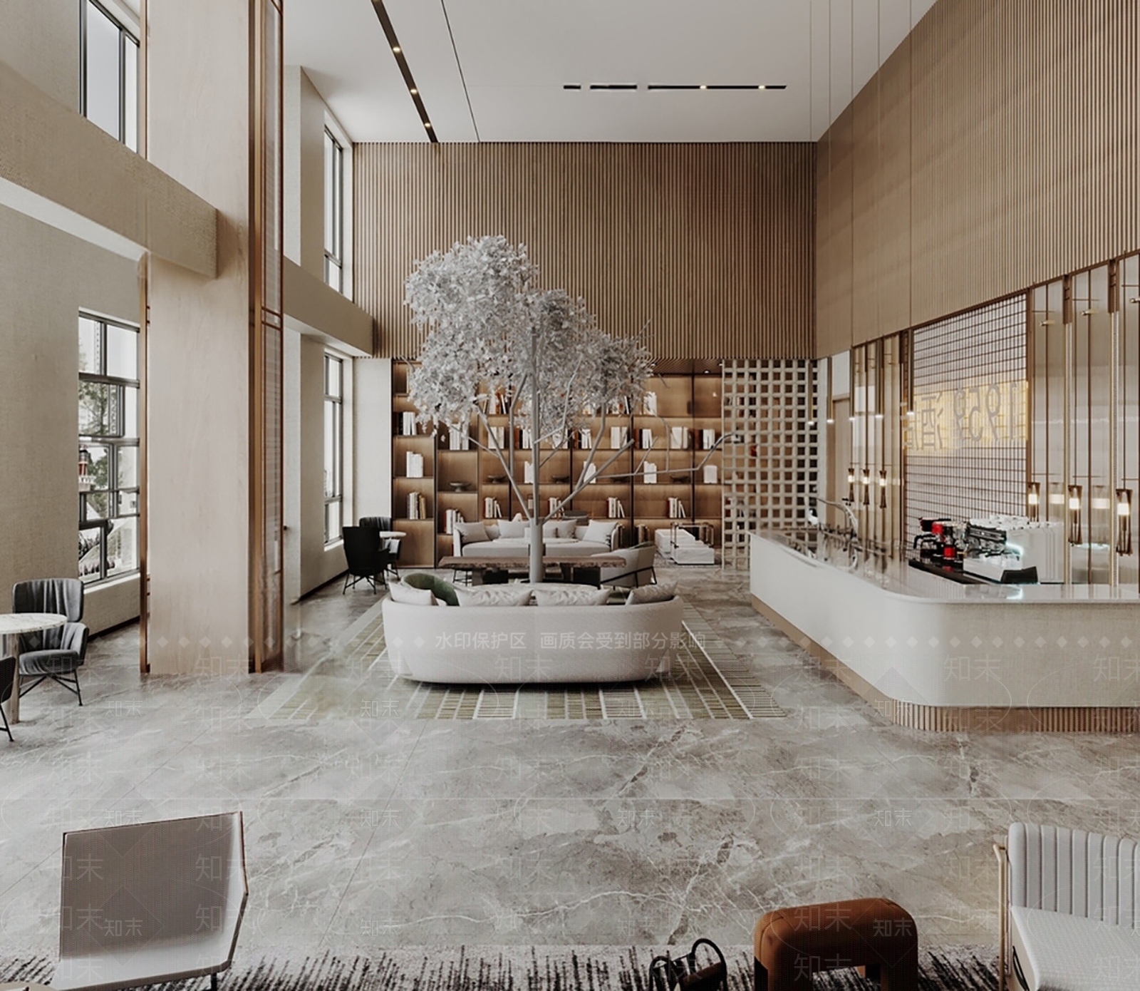 现代酒店大堂SU模型下载【ID:1172555845】