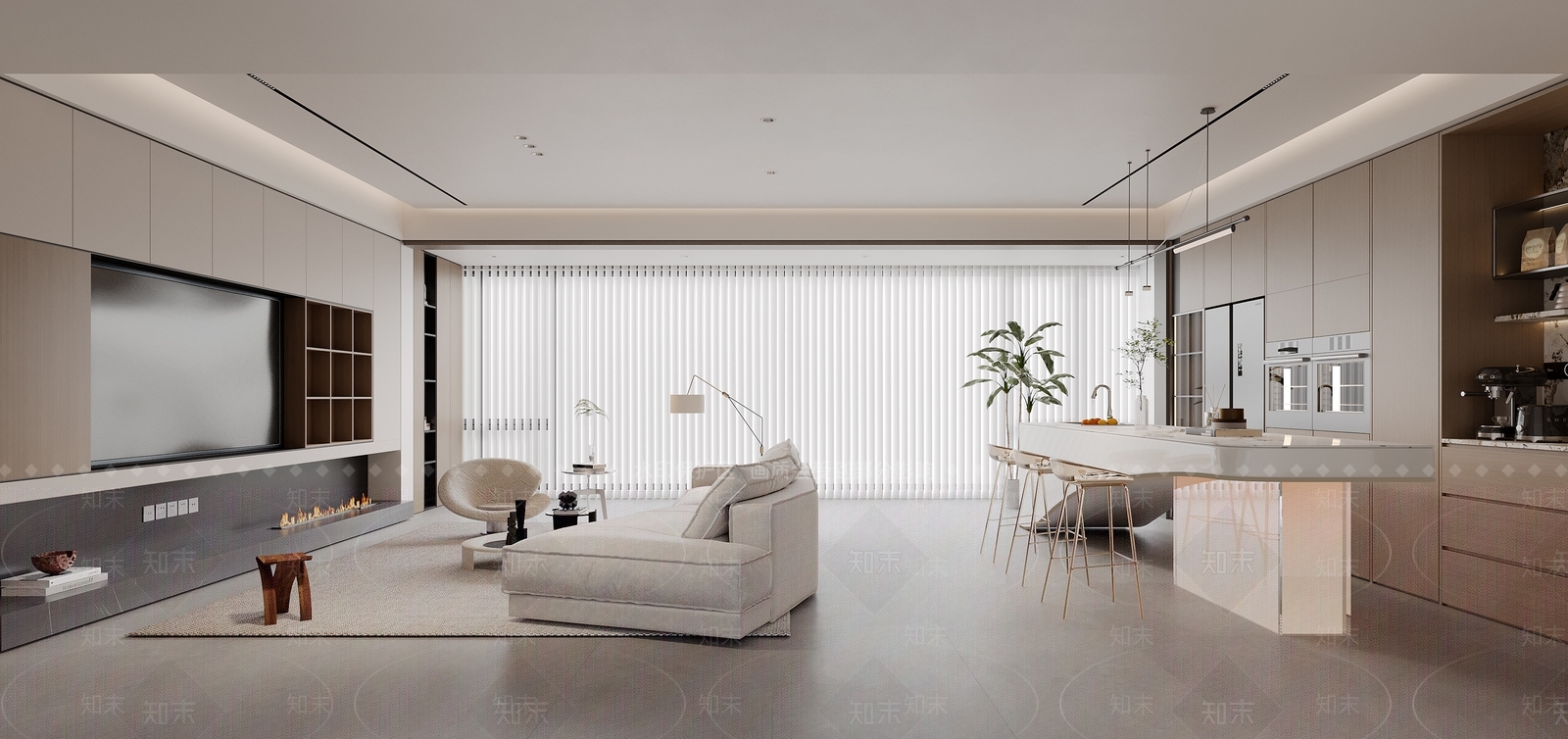现代极简客餐厅3D模型下载【ID:1172557975】_知末3d模型网