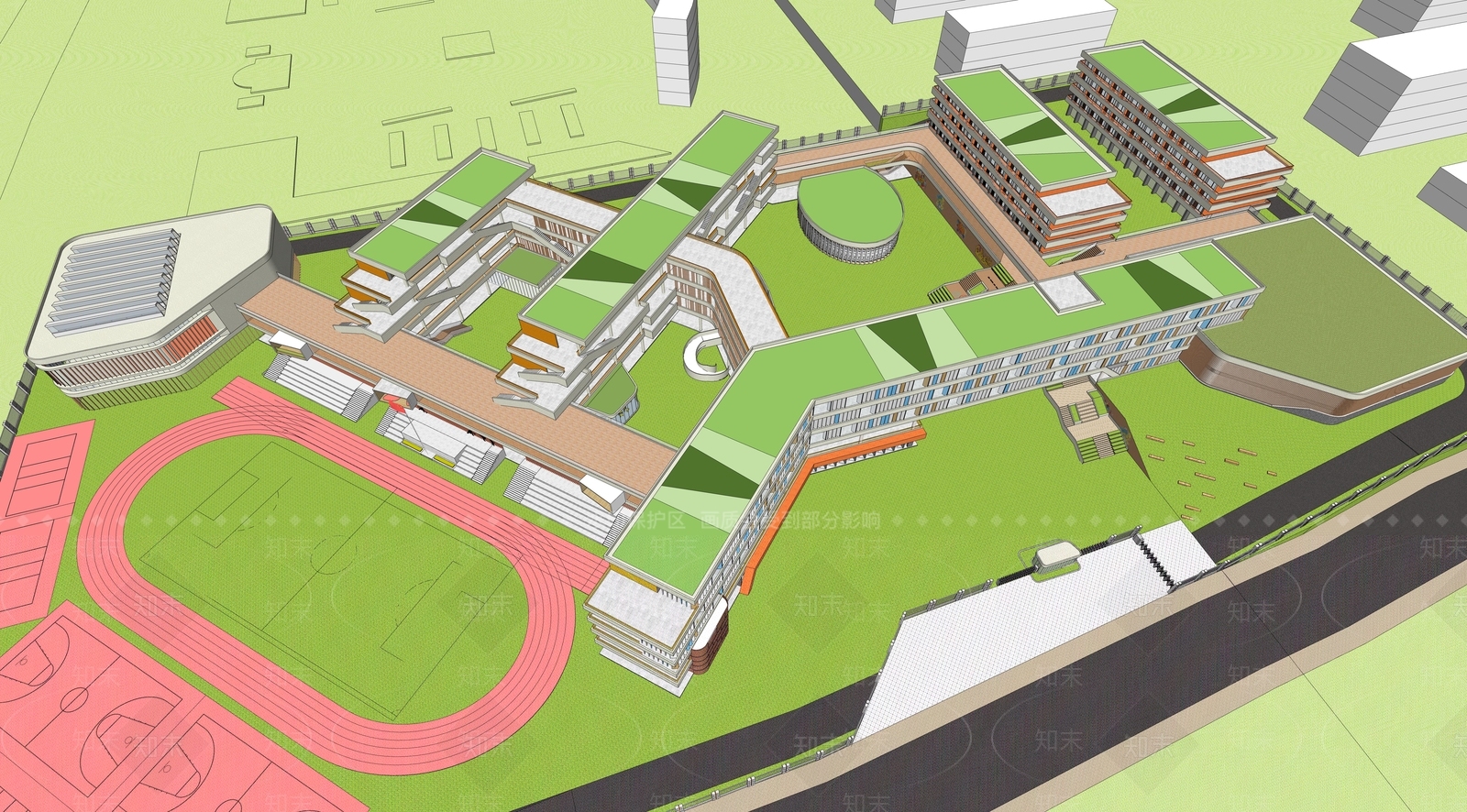 现代学校建筑SU模型下载【ID:1172561915】