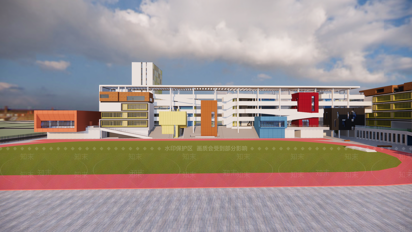 现代学校建筑SU模型下载【ID:1172562039】