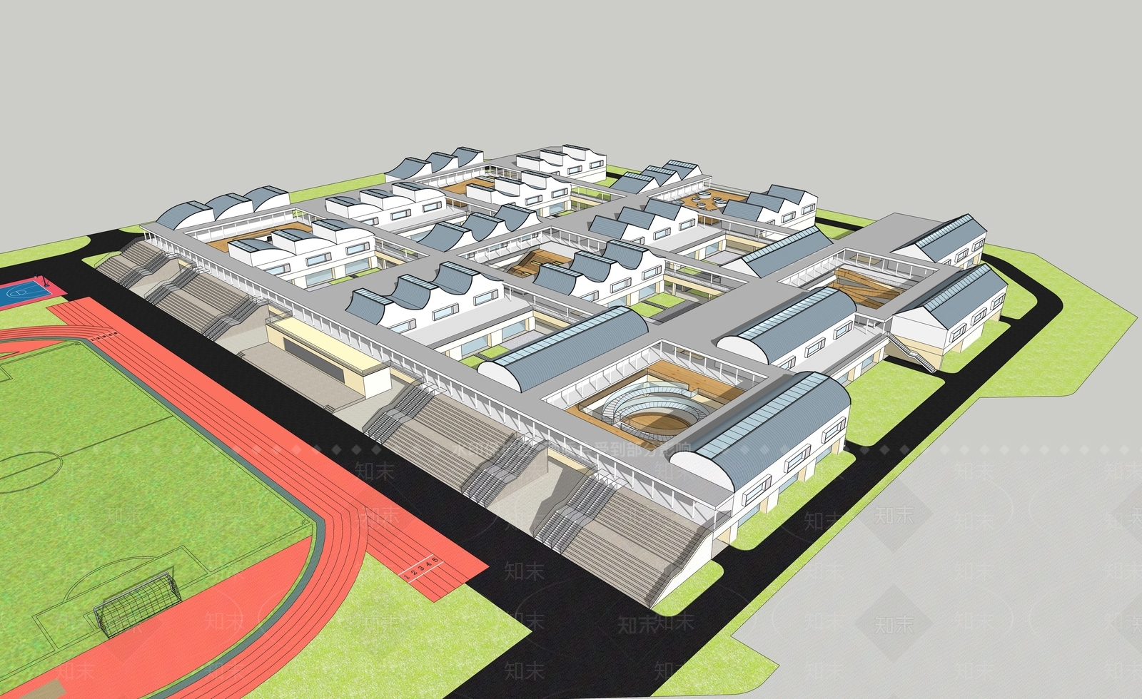 现代学校建筑SU模型下载【ID:1172563610】