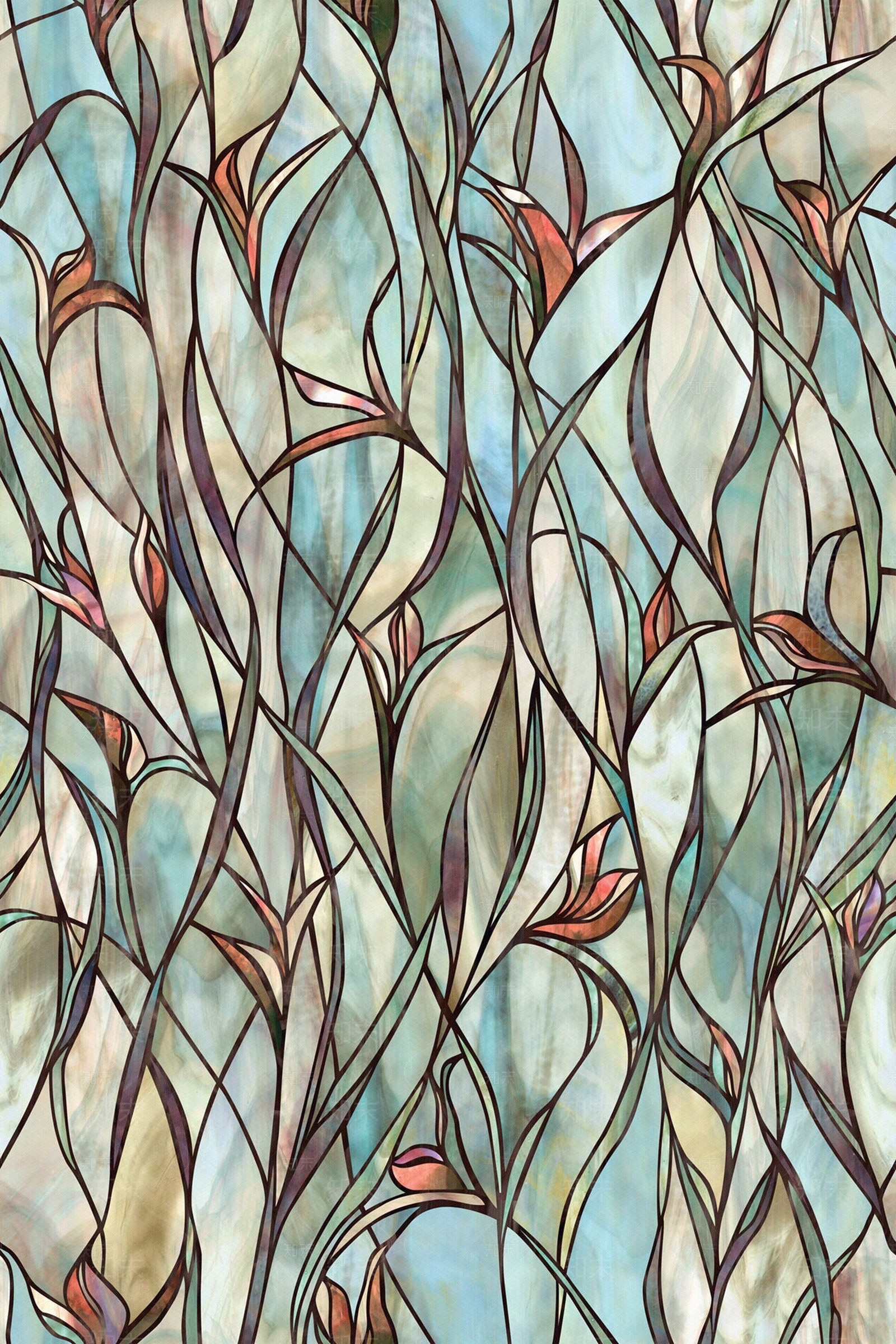 新中式法式花纹玻璃贴图下载【ID:1172573653】