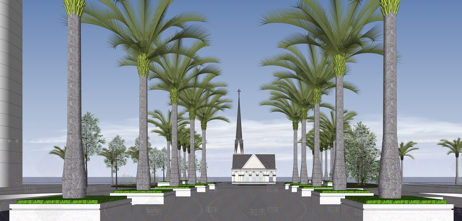 美式欧式教堂建筑SU模型下载【ID:1172575743】