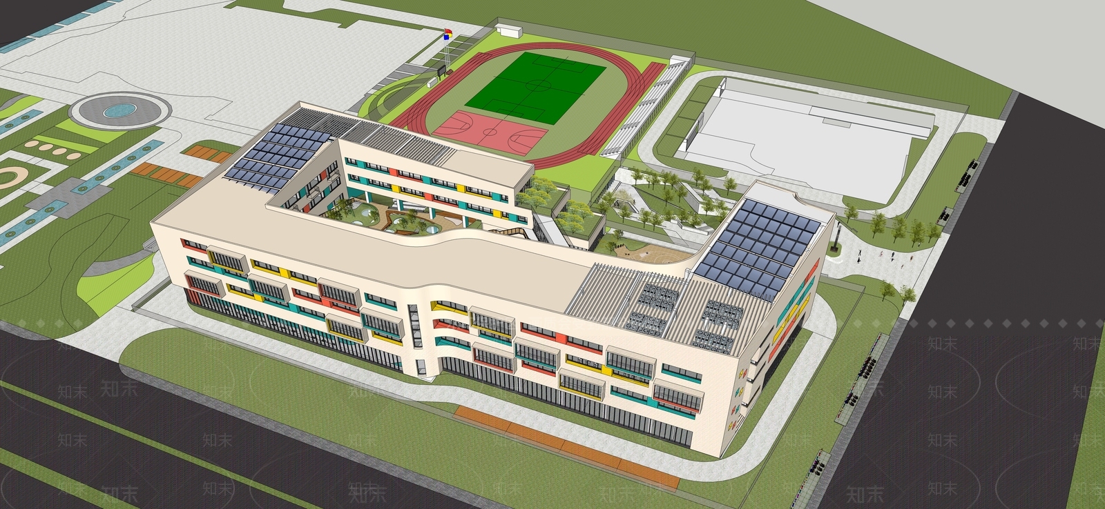 现代学校建筑SU模型下载【ID:1172578566】
