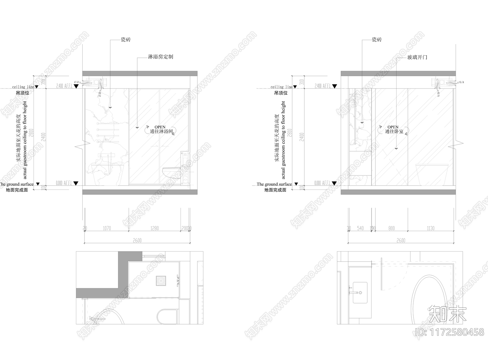 现代简约整体家装空间施工图下载【ID:1172580458】