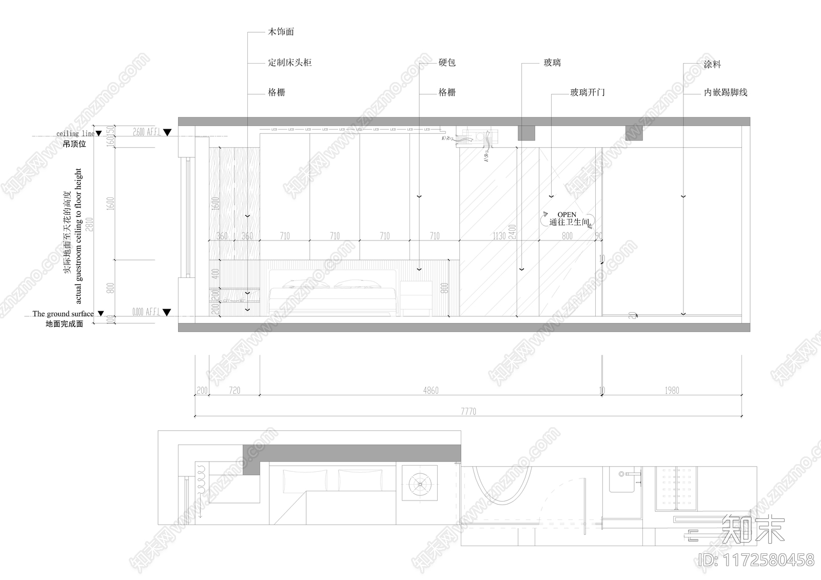 现代简约整体家装空间施工图下载【ID:1172580458】