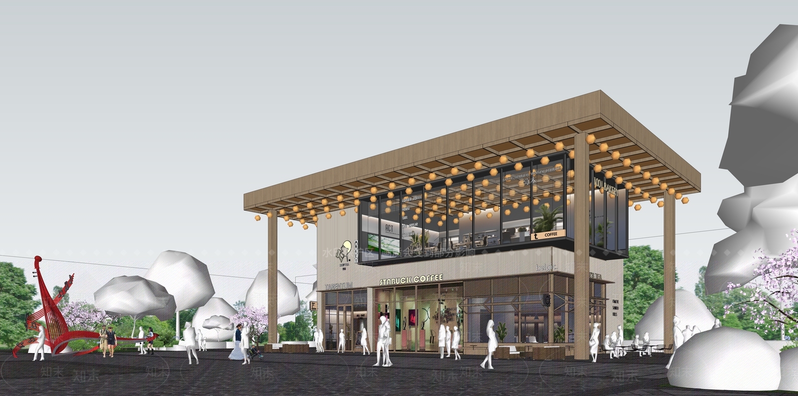 现代商场建筑SU模型下载【ID:1172580633】