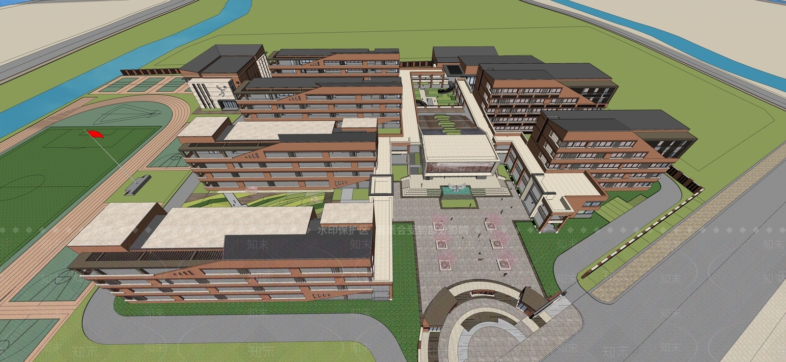 现代学校建筑SU模型下载【ID:1172581620】