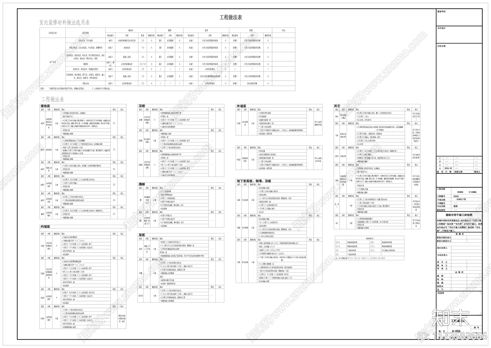 人防车库建筑施工图设计说明及工程做法表cad施工图下载【ID:1172583666】