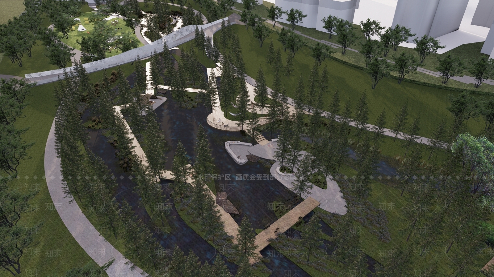 现代景观公园SU模型下载【ID:1172584612】