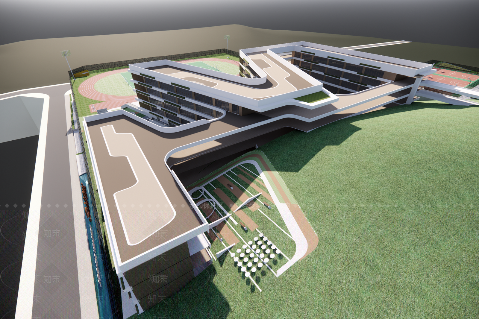 现代学校建筑SU模型下载【ID:1172585797】