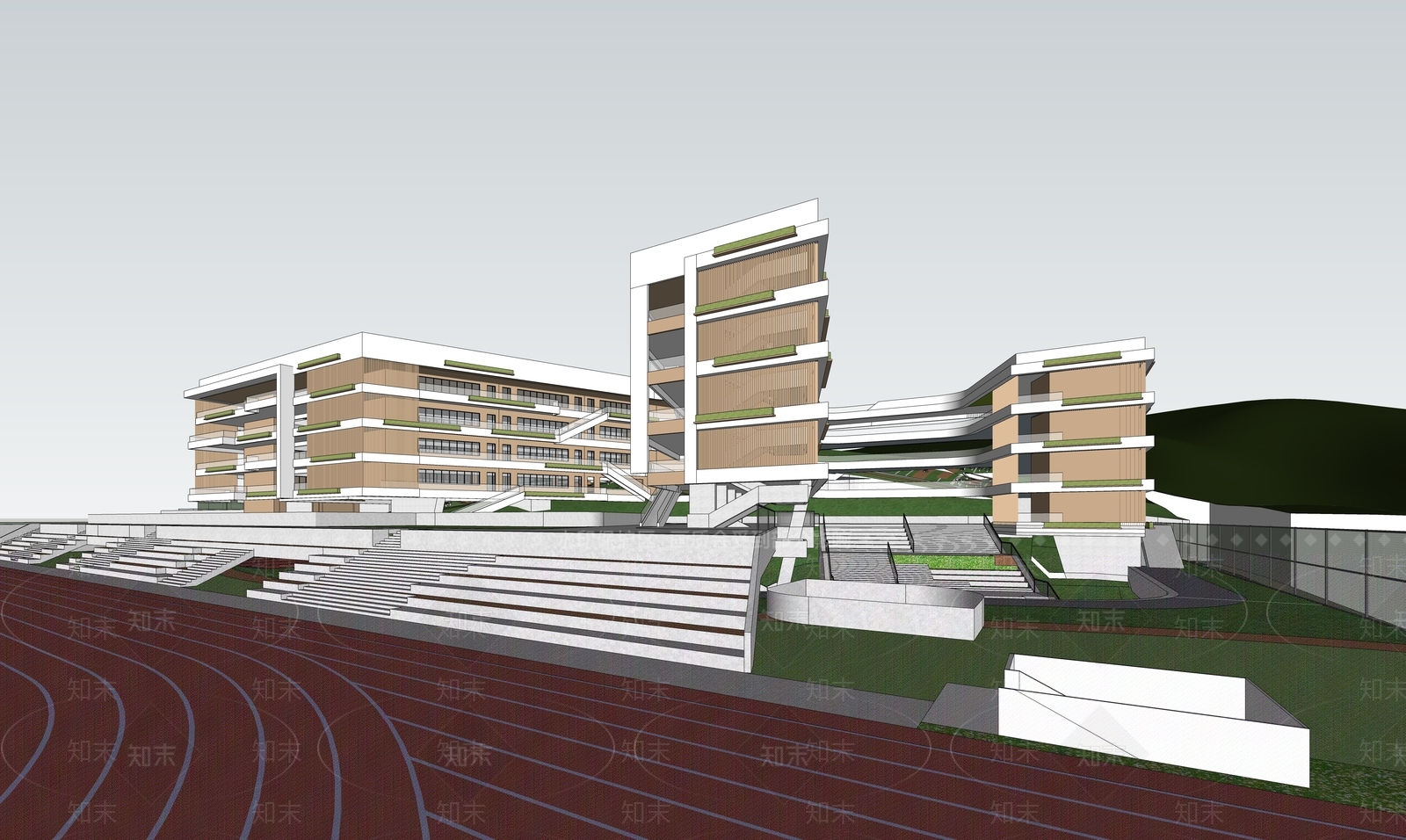 现代学校建筑SU模型下载【ID:1172585797】