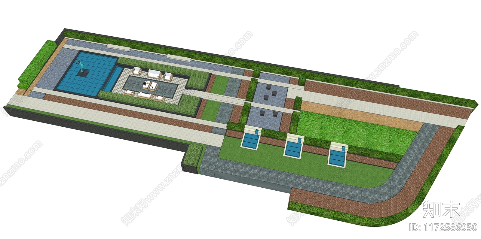 现代小区景观SU模型下载【ID:1172586950】