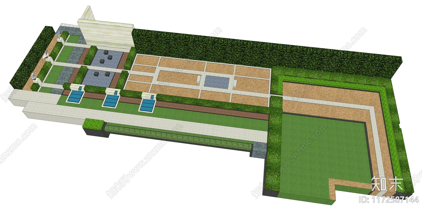 现代别墅庭院SU模型下载【ID:1172587144】
