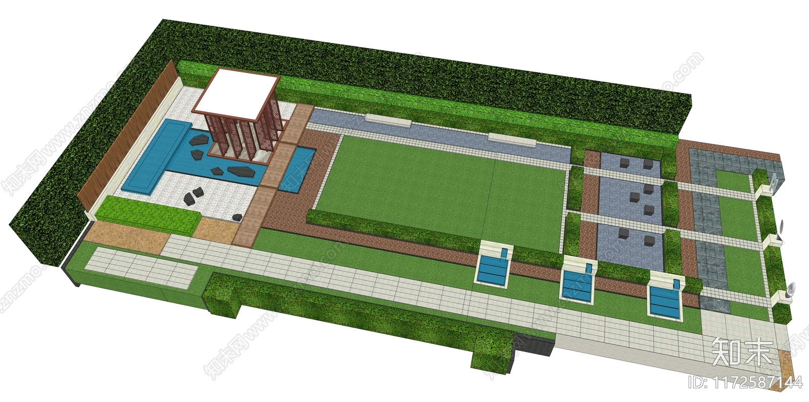 现代别墅庭院SU模型下载【ID:1172587144】