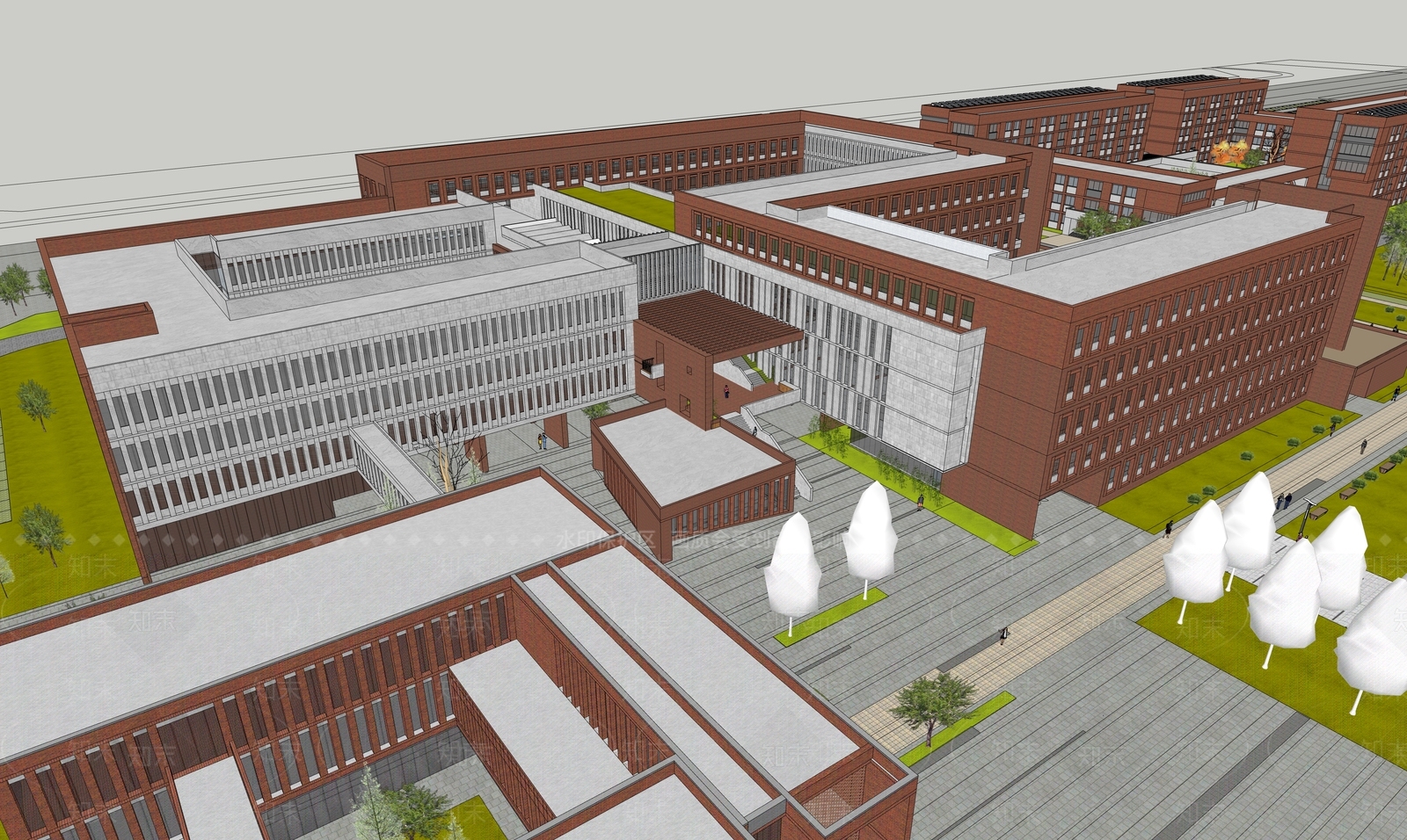 现代学校建筑SU模型下载【ID:1172591136】