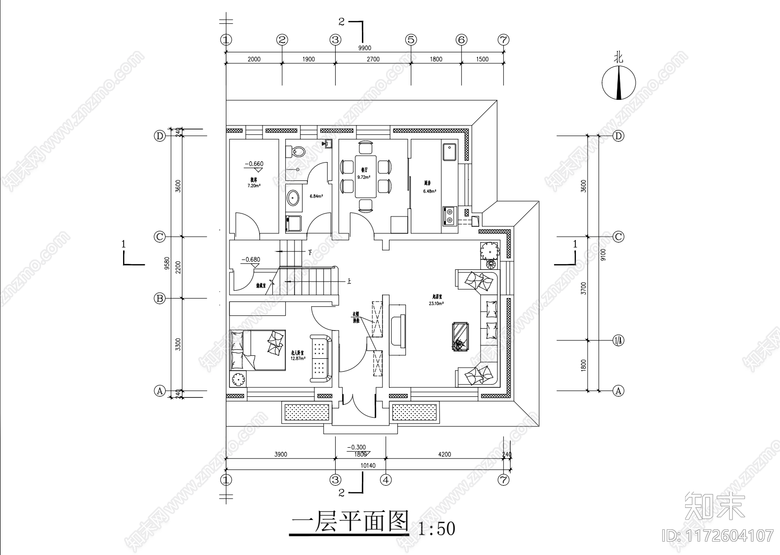 新中式别墅建筑施工图下载【ID:1172604107】