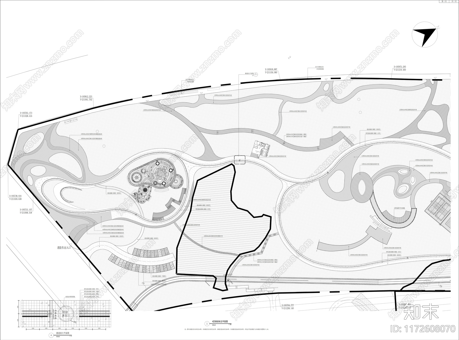 现代公园景观cad施工图下载【ID:1172608070】