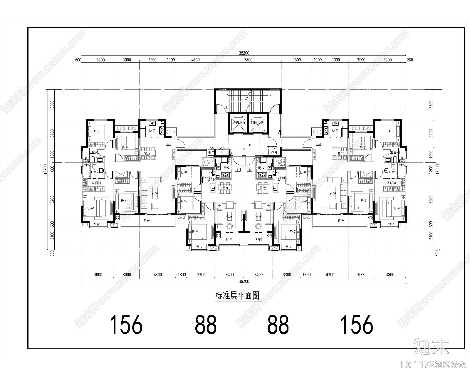 现代住宅楼建筑施工图下载【ID:1172609656】