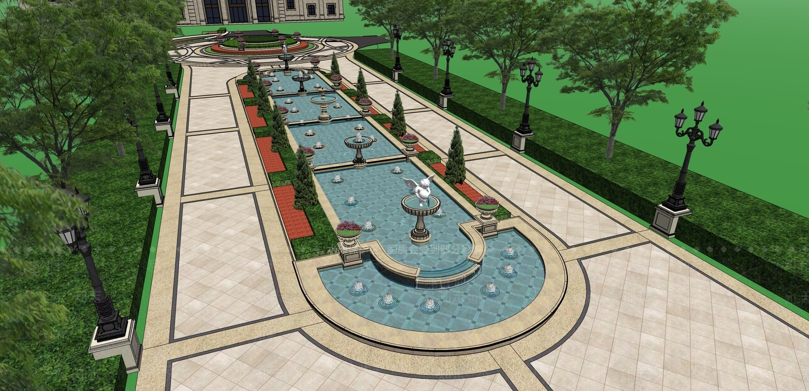 欧式水景SU模型下载【ID:1172610544】