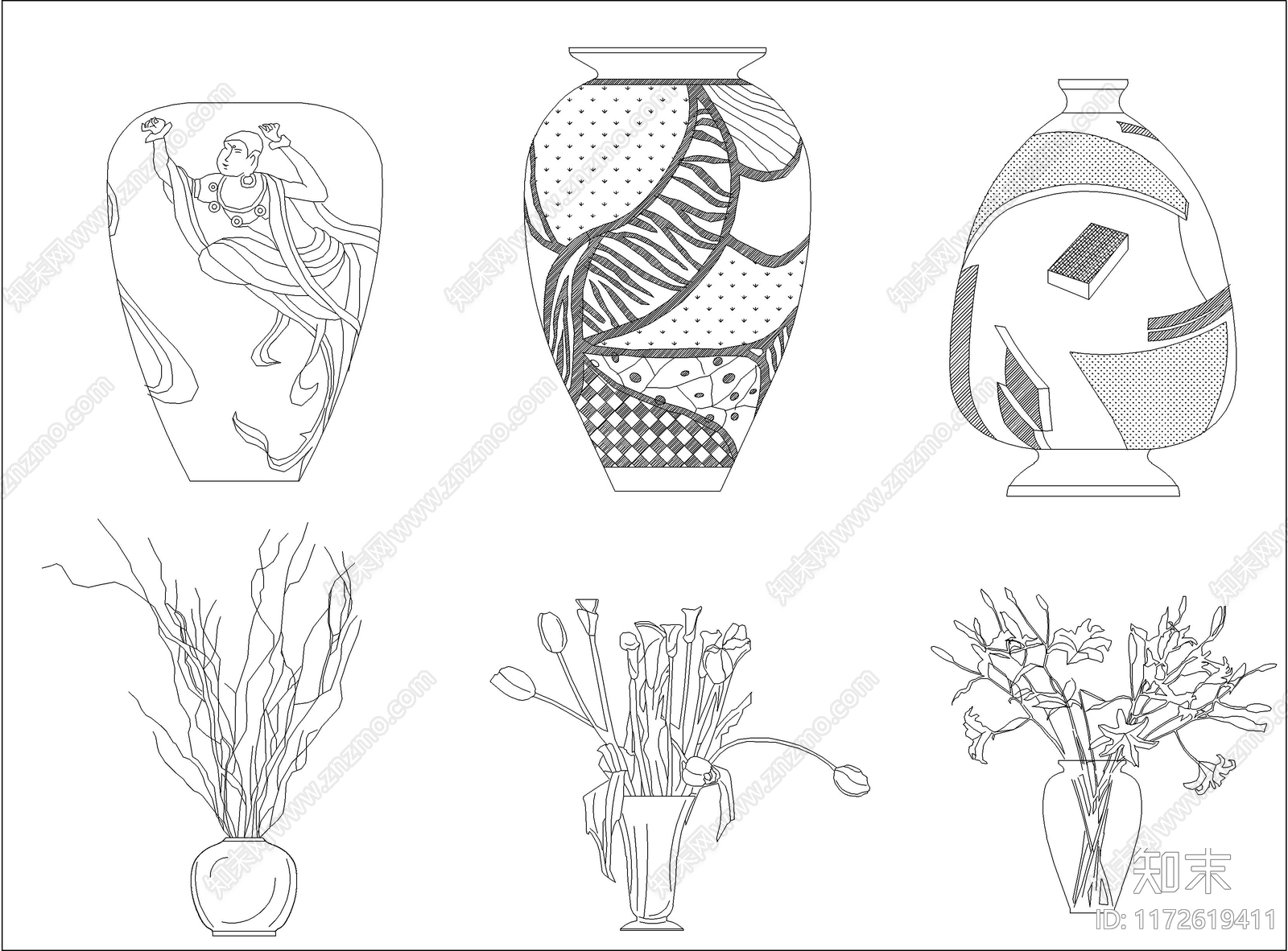 现代综合软装摆件图库施工图下载【ID:1172619411】