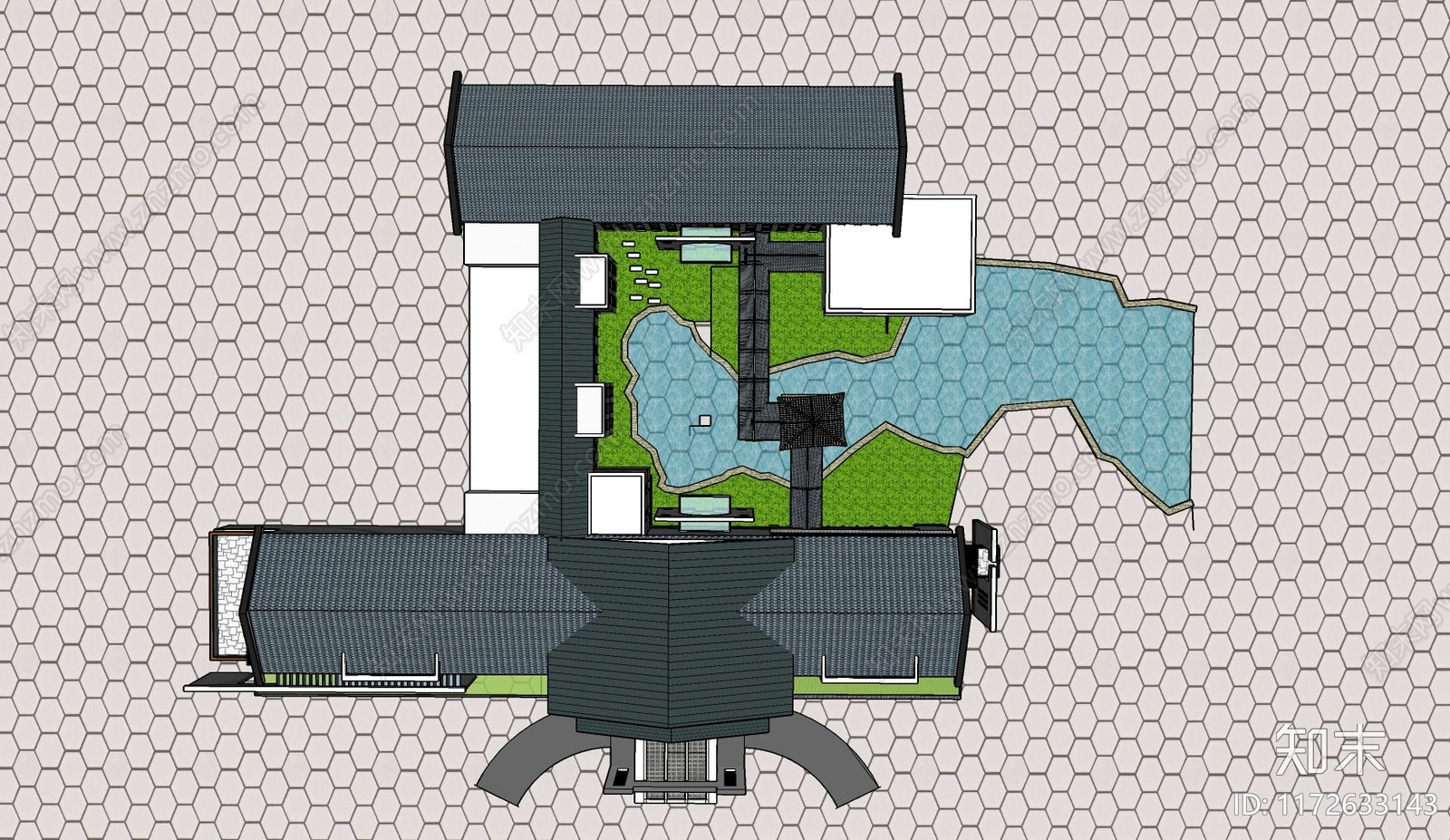 中式风格建筑SU模型下载【ID:1172633143】