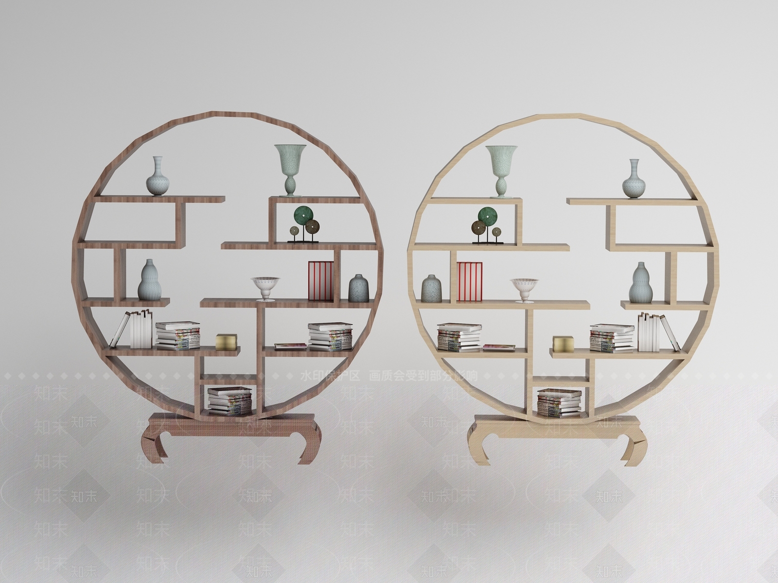 新中式现代博古架3D模型下载【ID:1172654029】