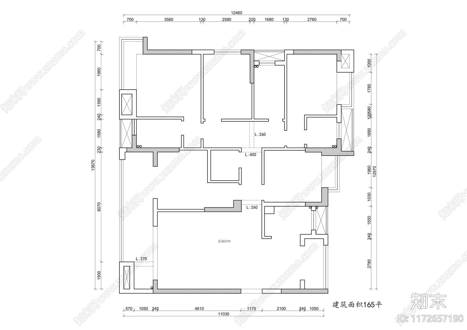 平层cad施工图下载【ID:1172657190】