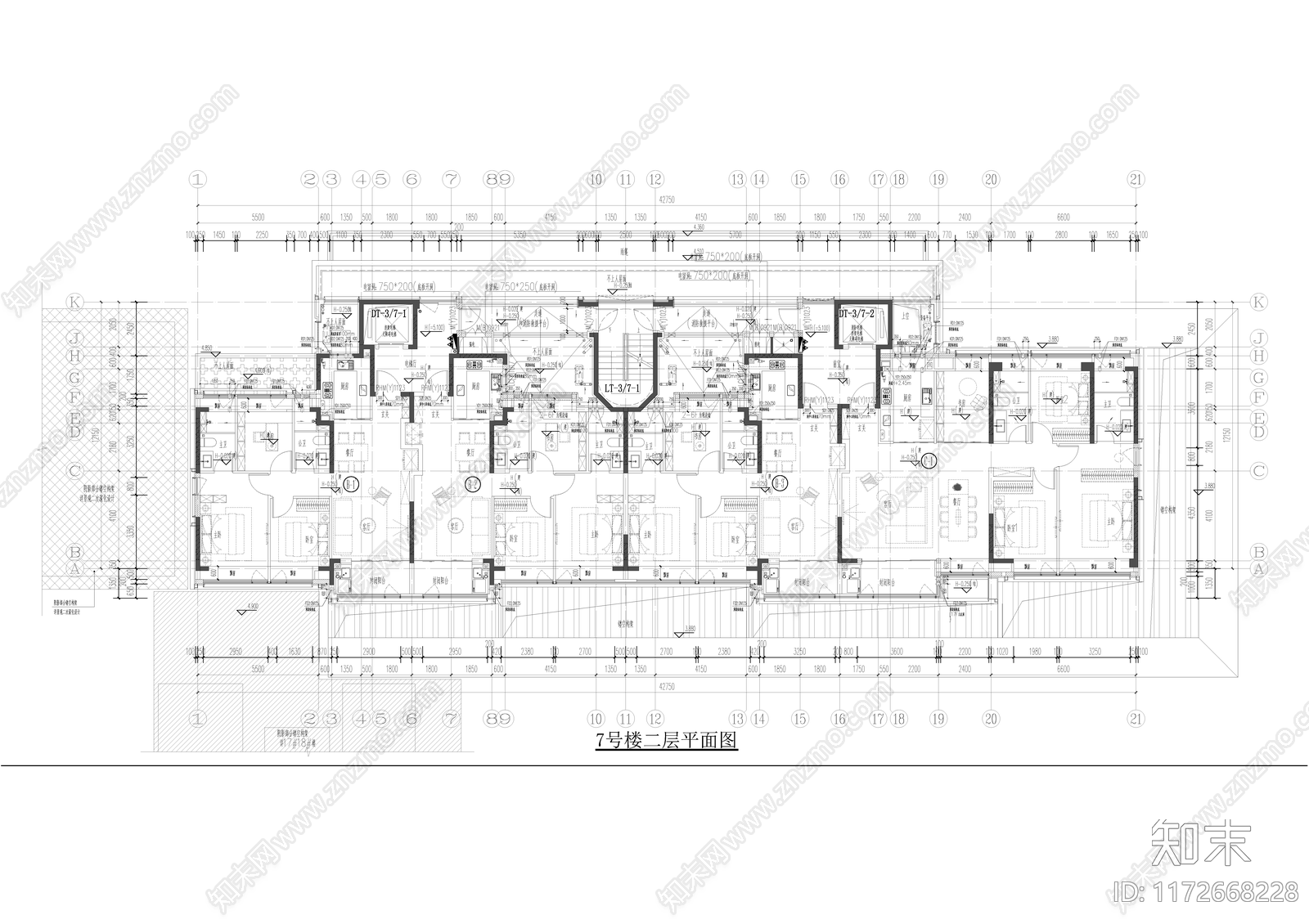 现代住宅楼建筑cad施工图下载【ID:1172668228】