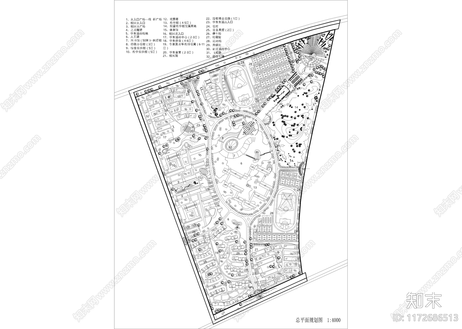 现代校园景观cad施工图下载【ID:1172686513】