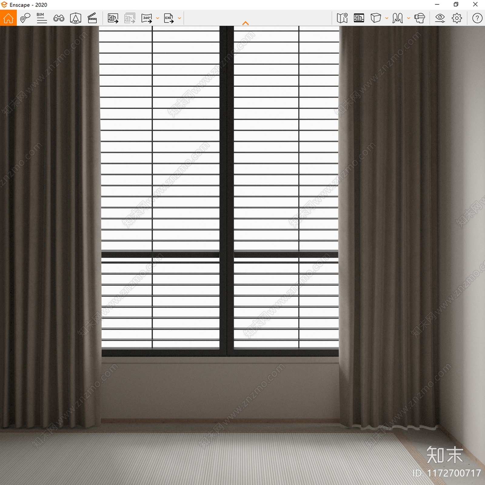 现代窗帘SU模型下载【ID:1172700717】