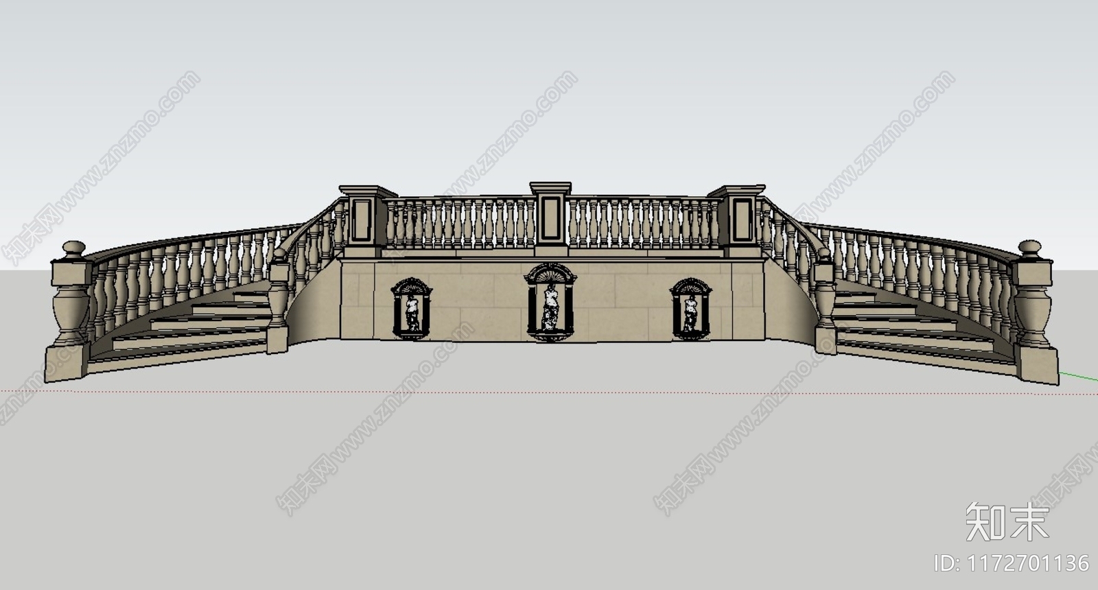欧式楼梯SU模型下载【ID:1172701136】