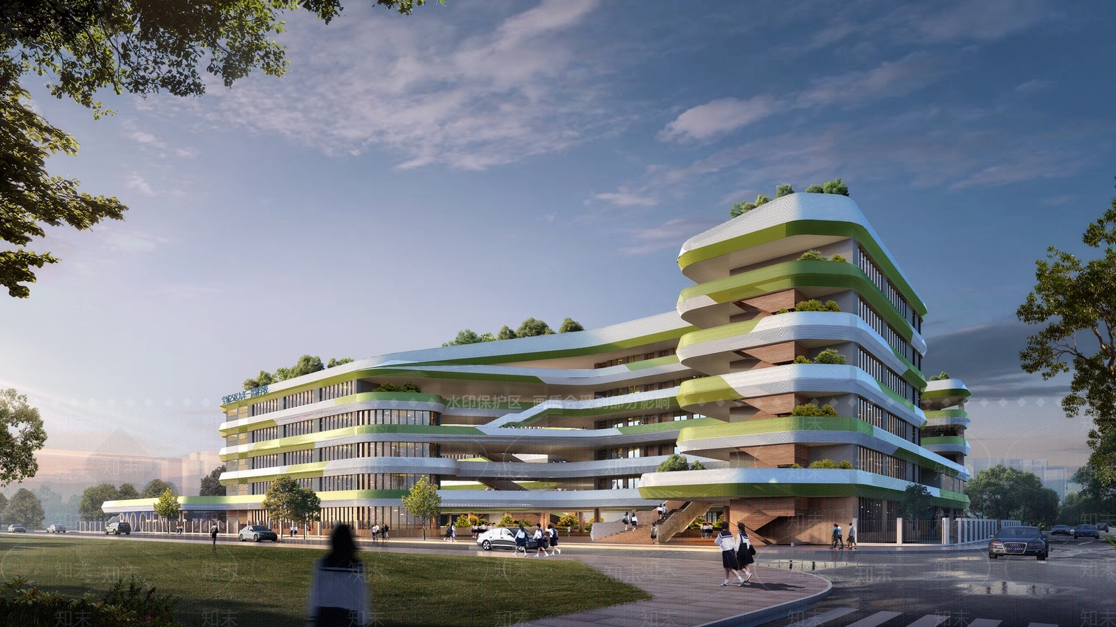 现代学校建筑SU模型下载【ID:1172706935】