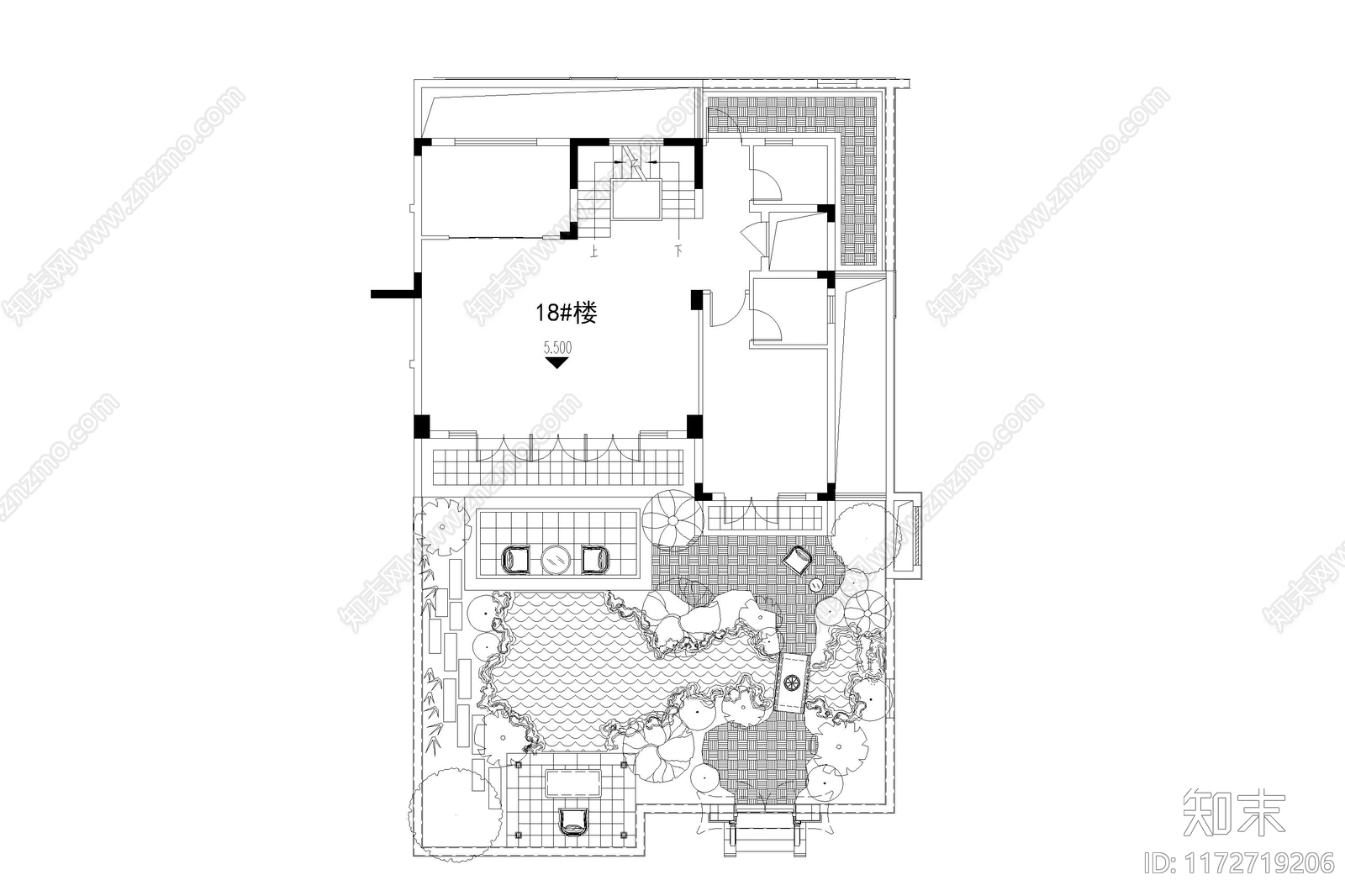 新中式中式庭院cad施工图下载【ID:1172719206】