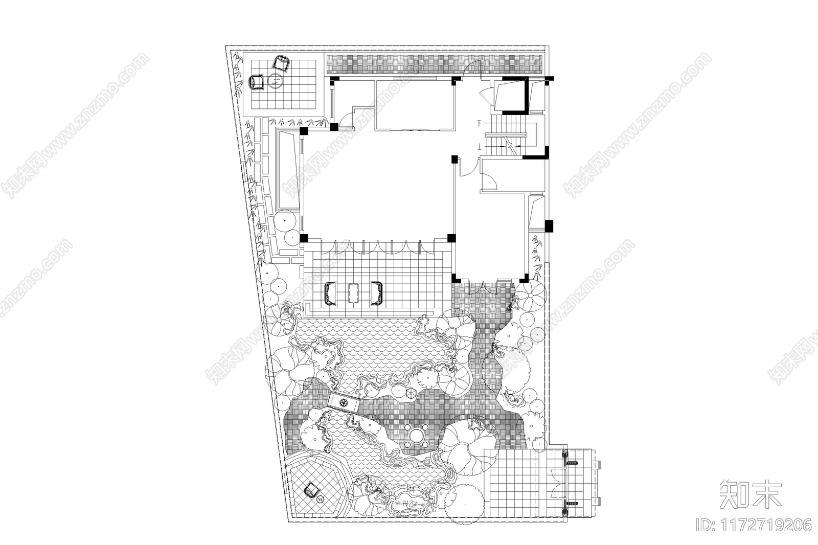 新中式中式庭院cad施工图下载【ID:1172719206】