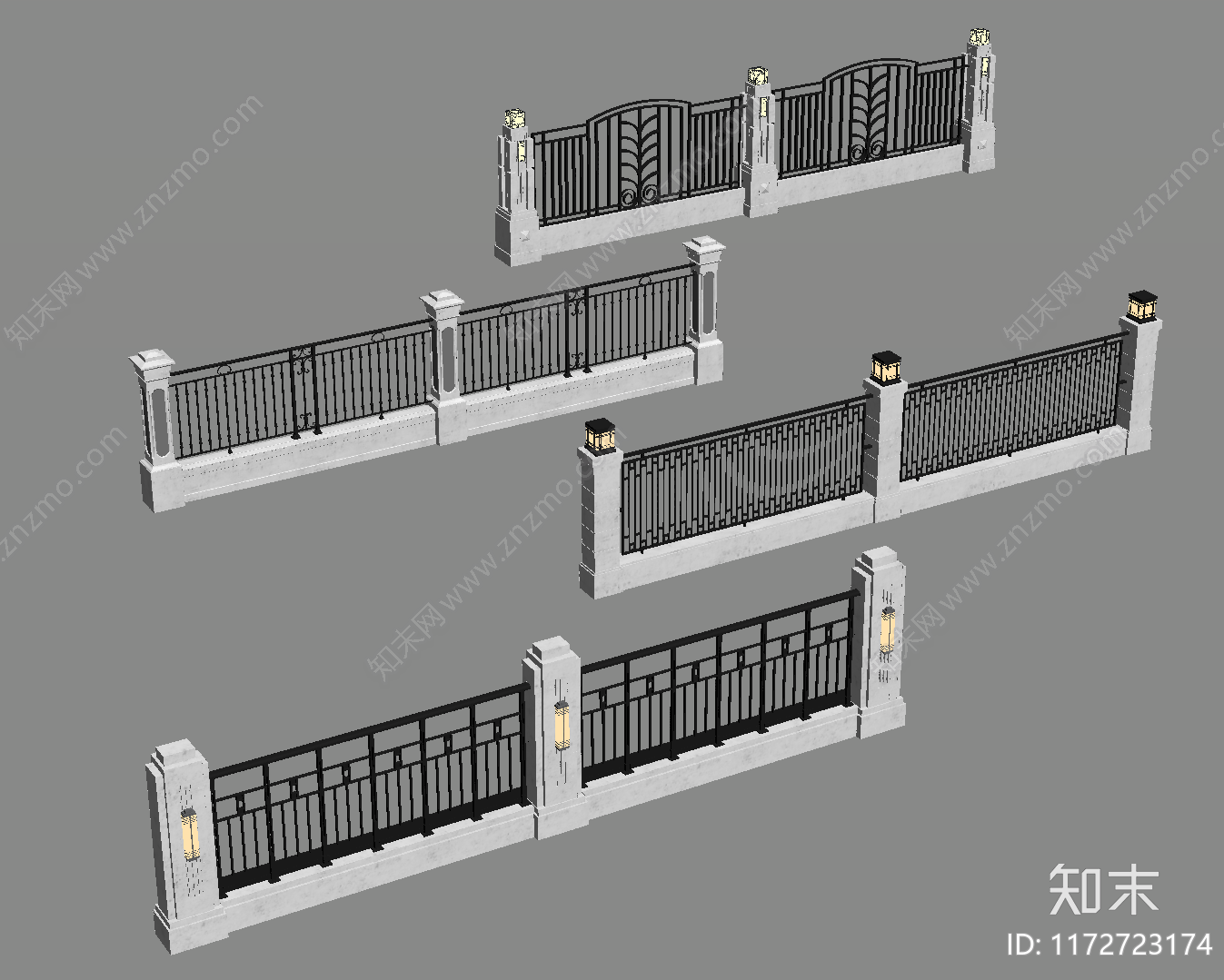 新中式围栏护栏SU模型下载【ID:1172723174】