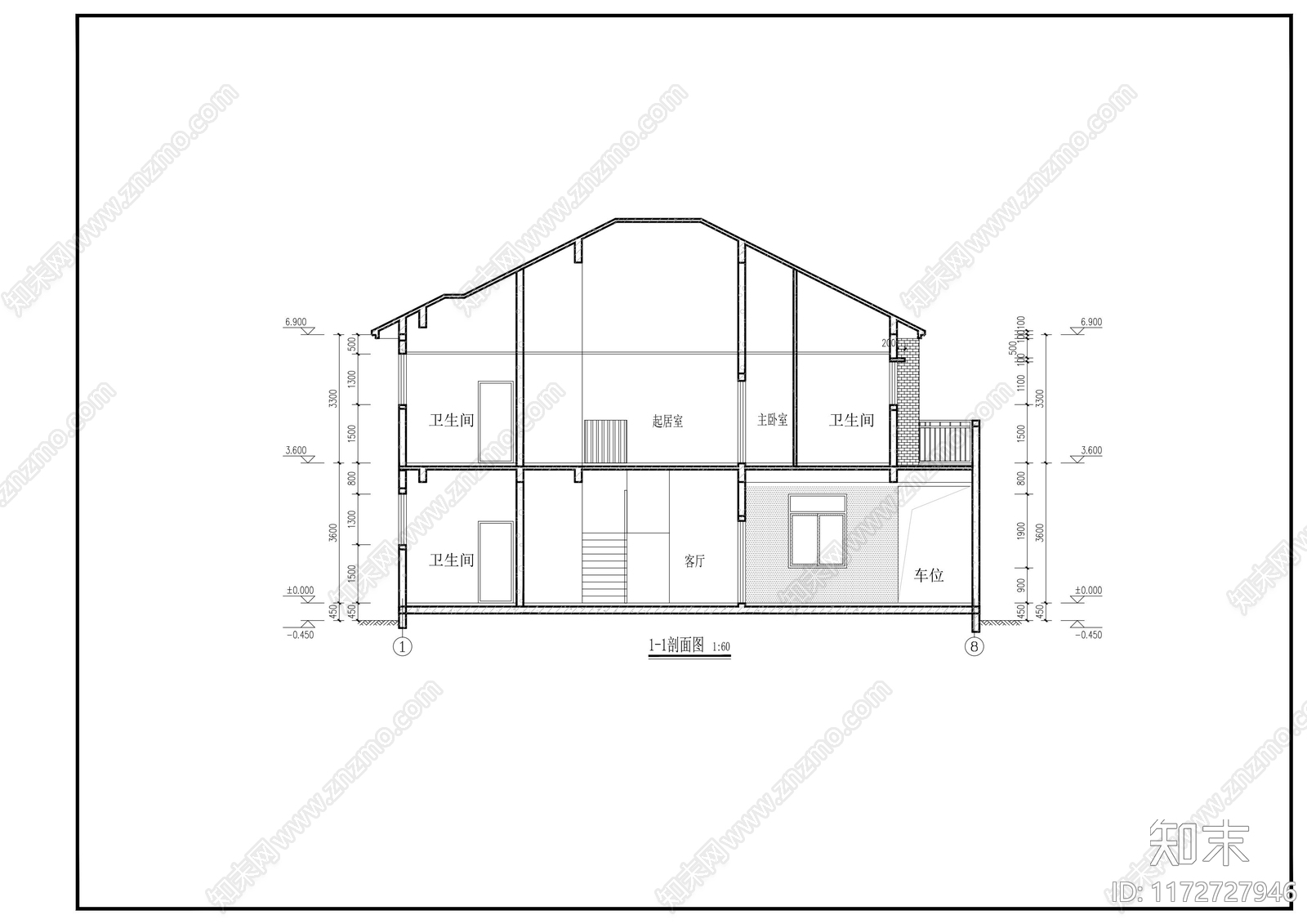 新中式别墅建筑施工图下载【ID:1172727946】