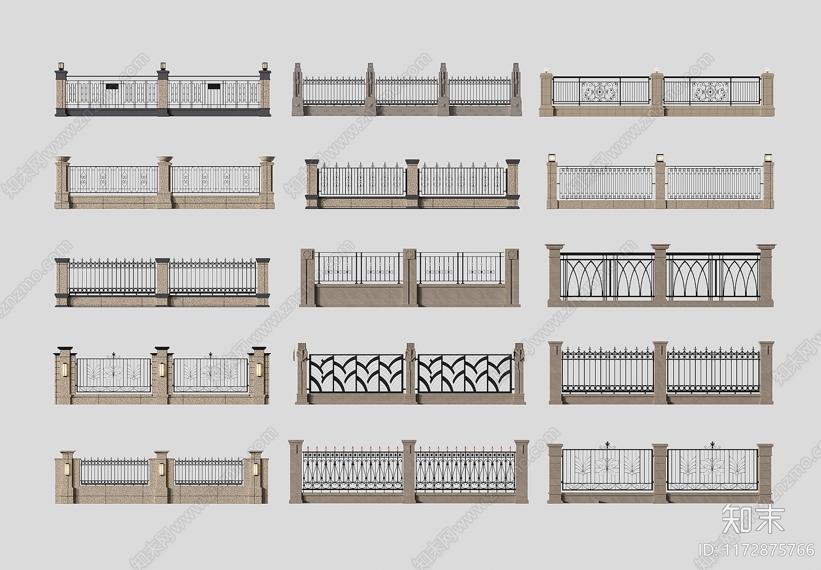 欧式围墙3D模型下载【ID:1172875766】