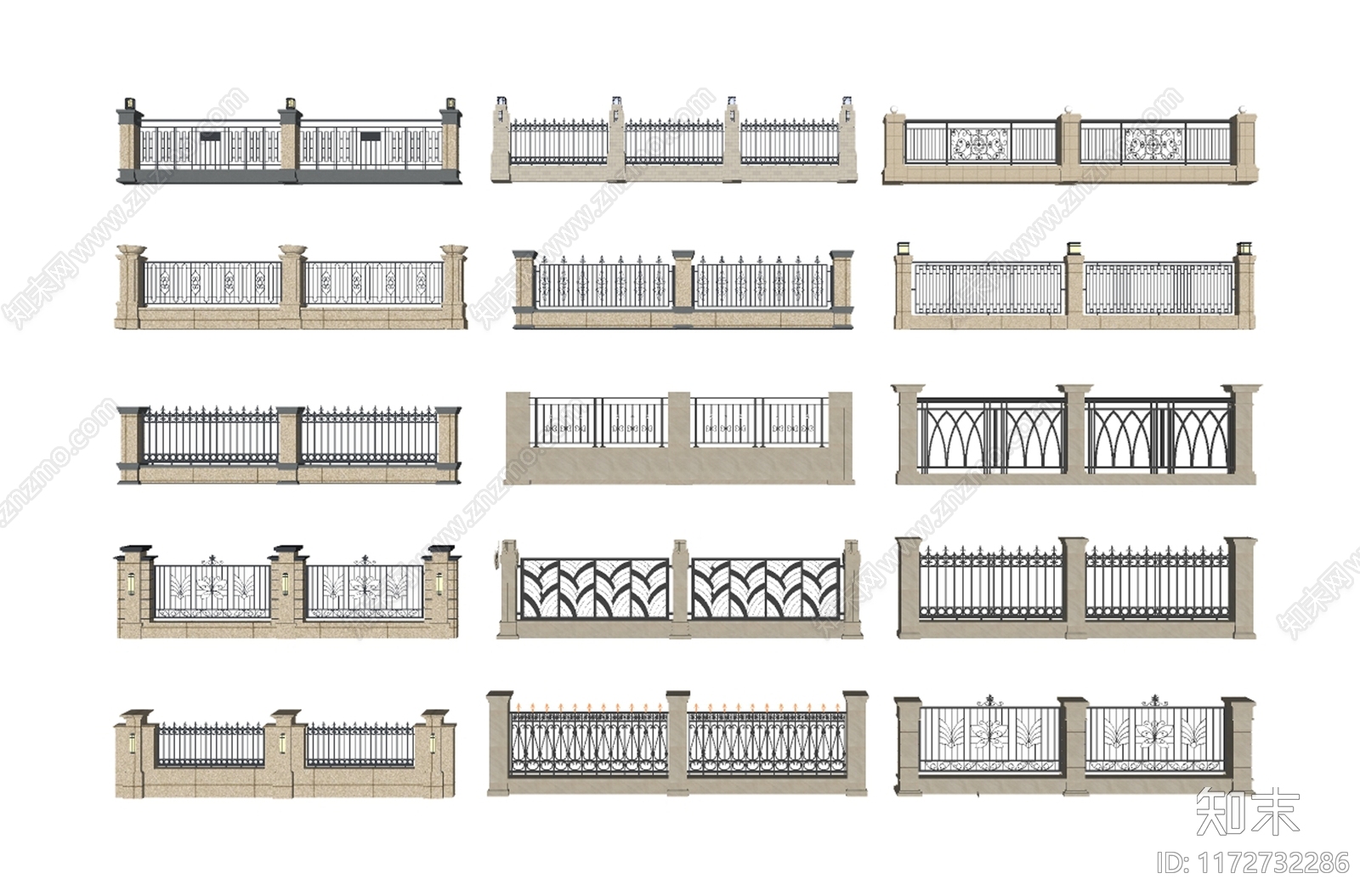 欧式简欧围墙SU模型下载【ID:1172732286】