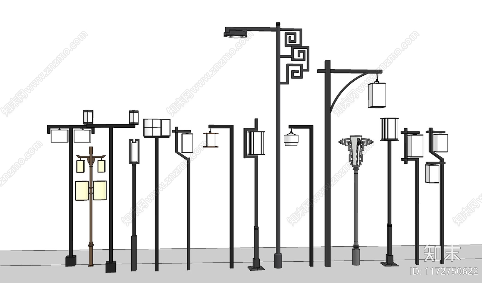 新中式景观灯SU模型下载【ID:1172750622】